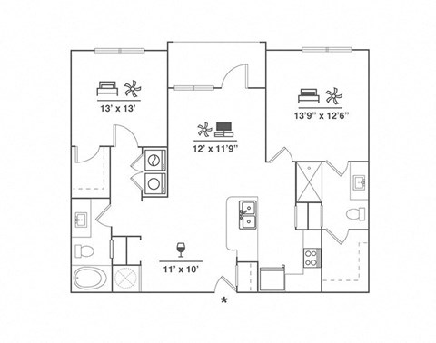 B1 Floor Plan at Cue Luxury Apartments, Cypress, TX, 77433